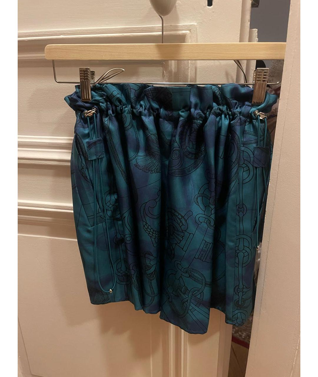 HERMES PRE-OWNED Бирюзовые шелковые шорты, фото 2