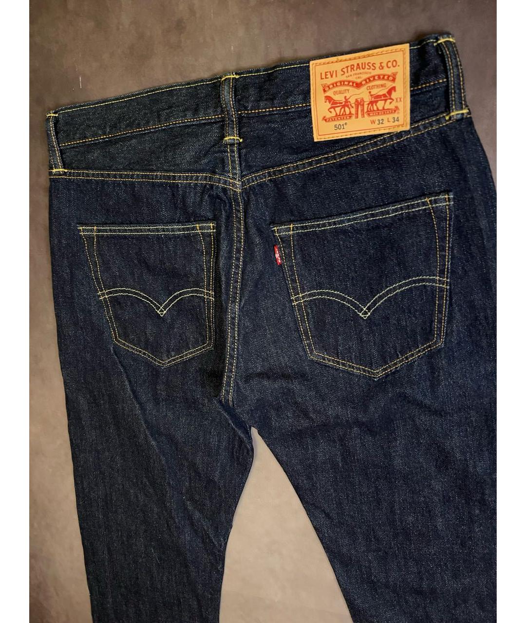 LEVI'S Синие хлопковые прямые джинсы, фото 5