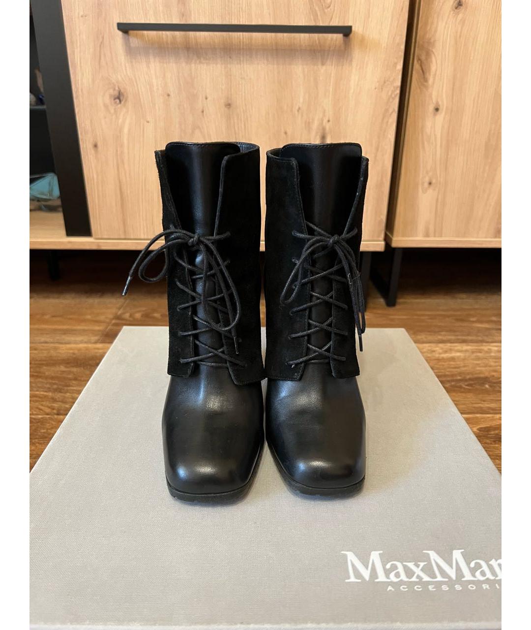 MAX MARA Черные кожаные ботинки, фото 4