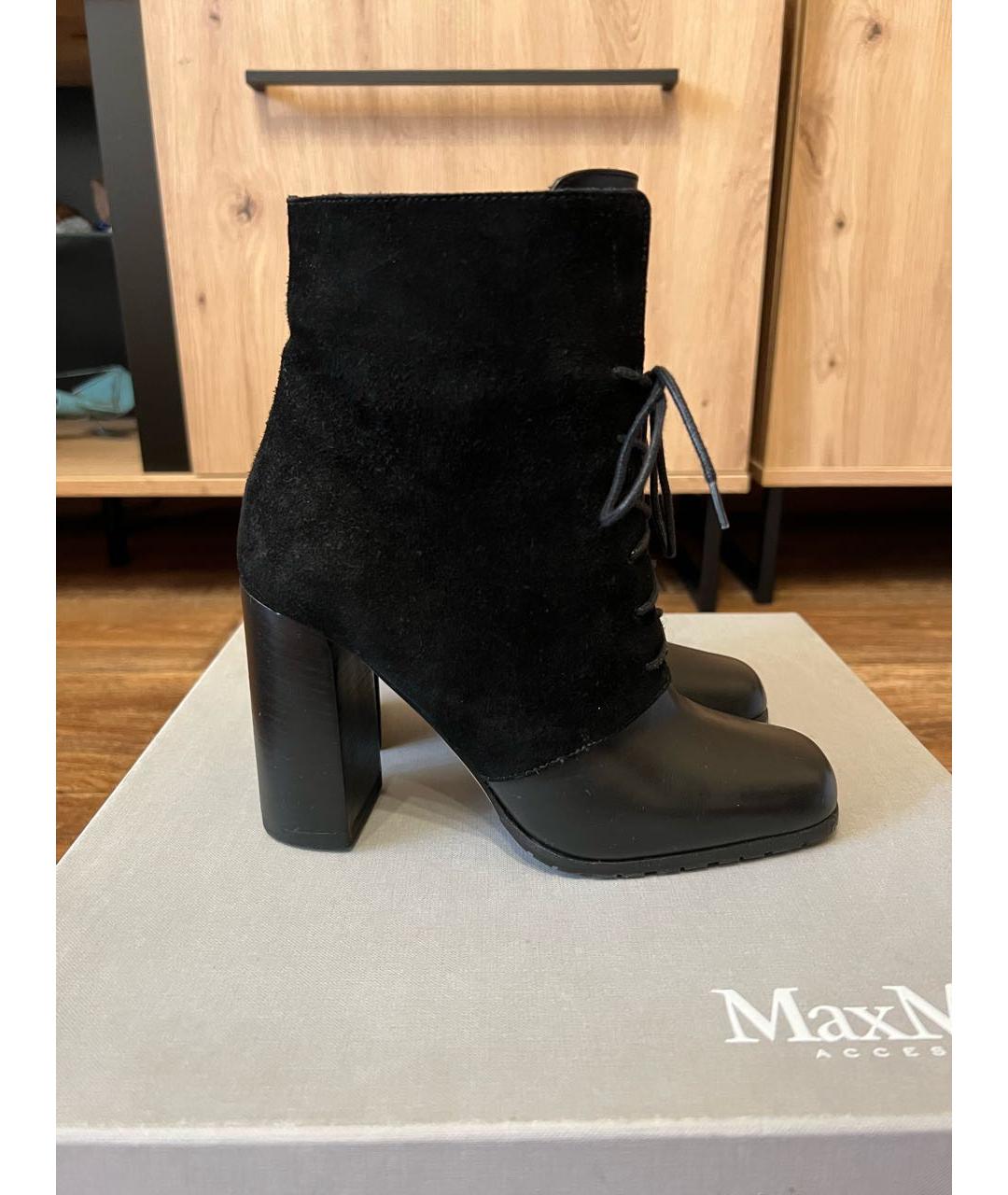 MAX MARA Черные кожаные ботинки, фото 9