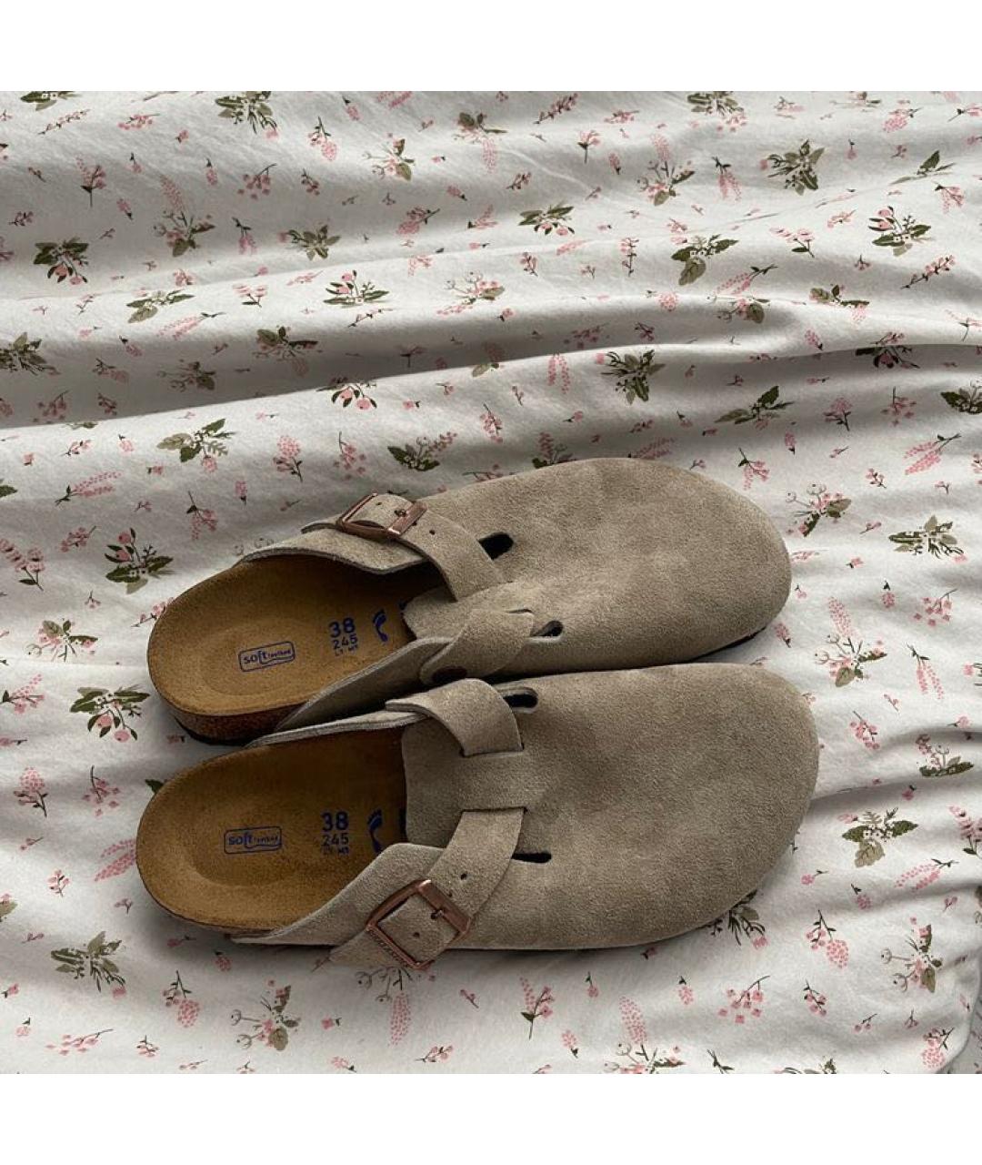 BIRKENSTOCK Хаки замшевые сабо, фото 2