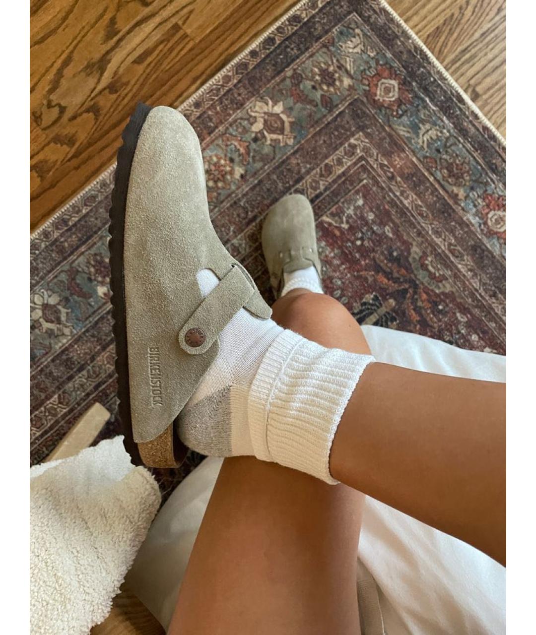 BIRKENSTOCK Хаки замшевые сабо, фото 5
