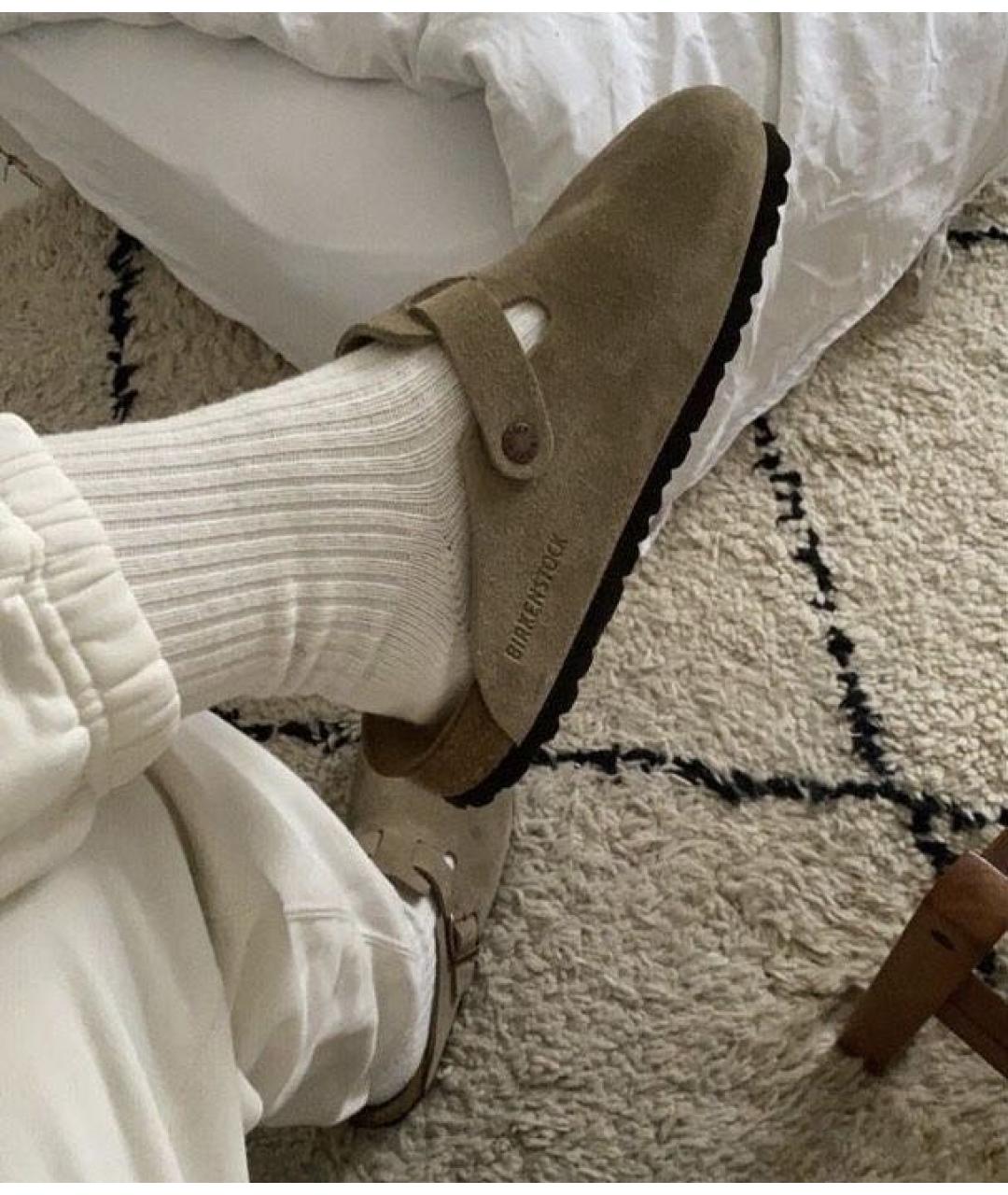 BIRKENSTOCK Хаки замшевые сабо, фото 3