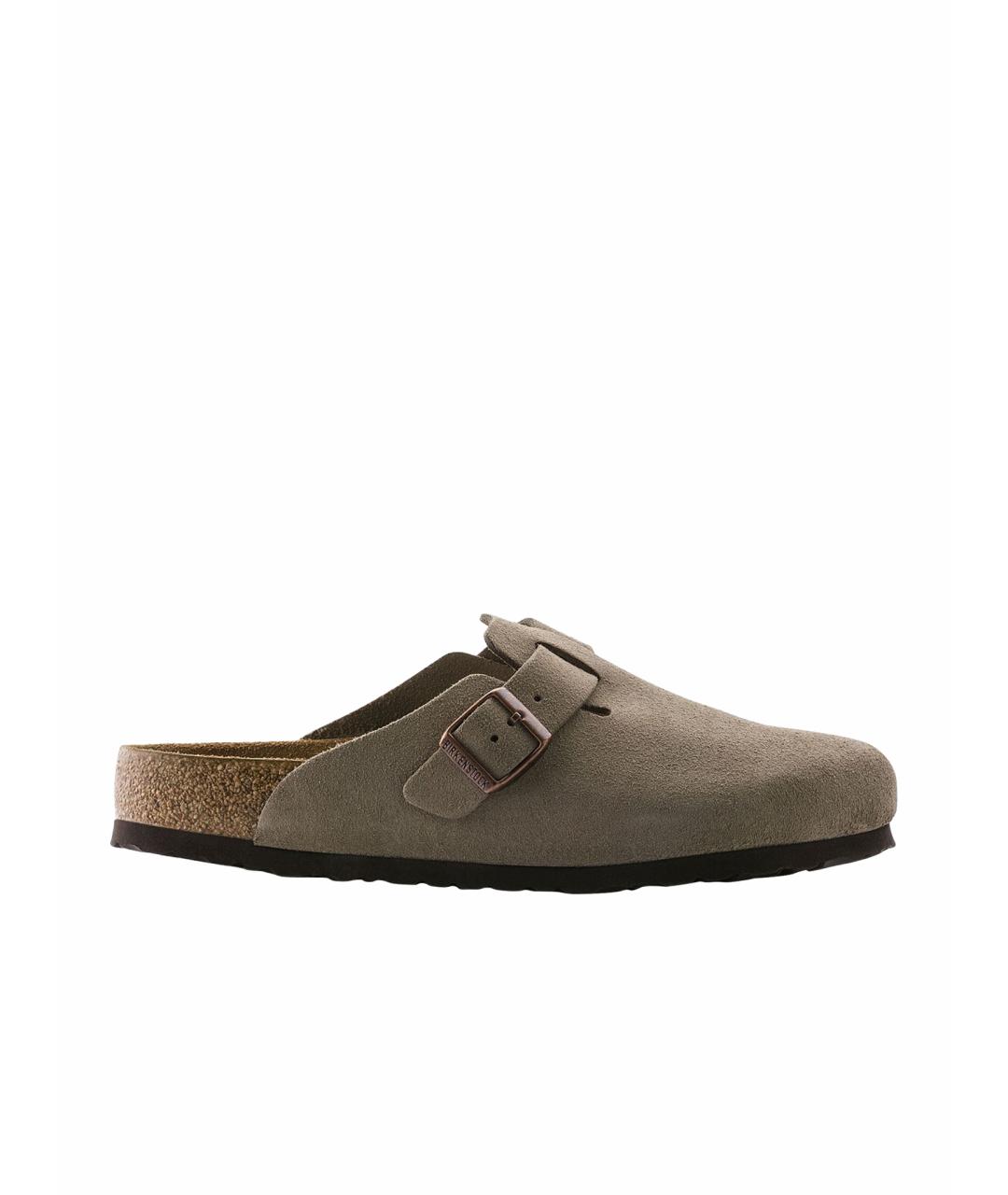 BIRKENSTOCK Хаки замшевые сабо, фото 1