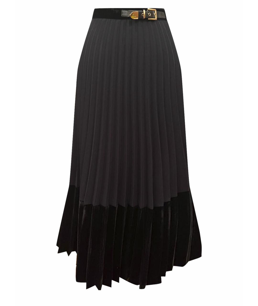 SANDRO Темно-синяя полиэстеровая юбка миди, фото 1