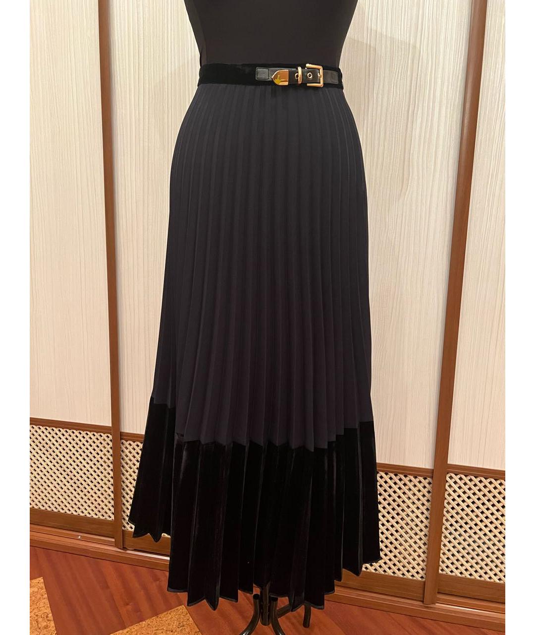 SANDRO Темно-синяя полиэстеровая юбка миди, фото 6