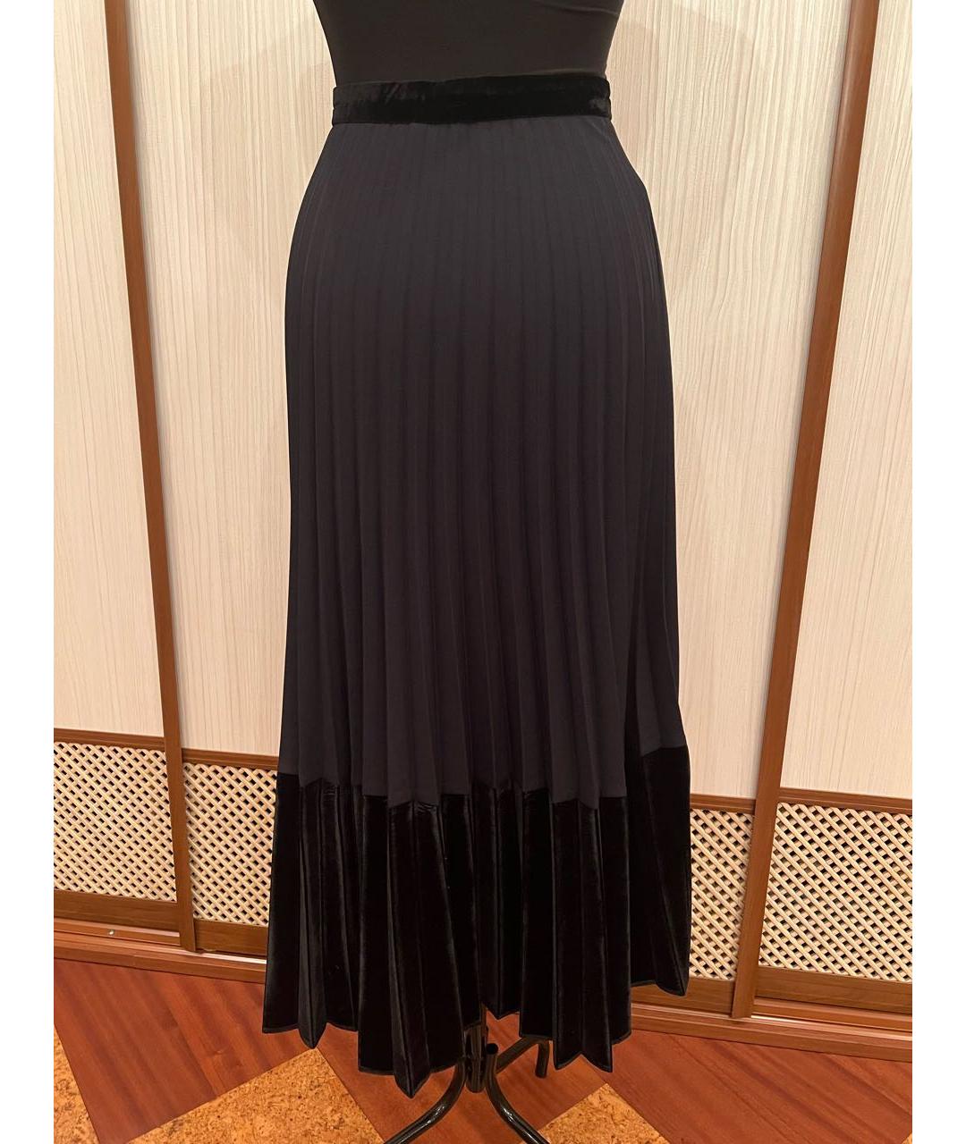 SANDRO Темно-синяя полиэстеровая юбка миди, фото 2