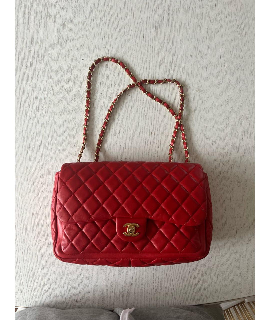 CHANEL Красная кожаная сумка через плечо, фото 8