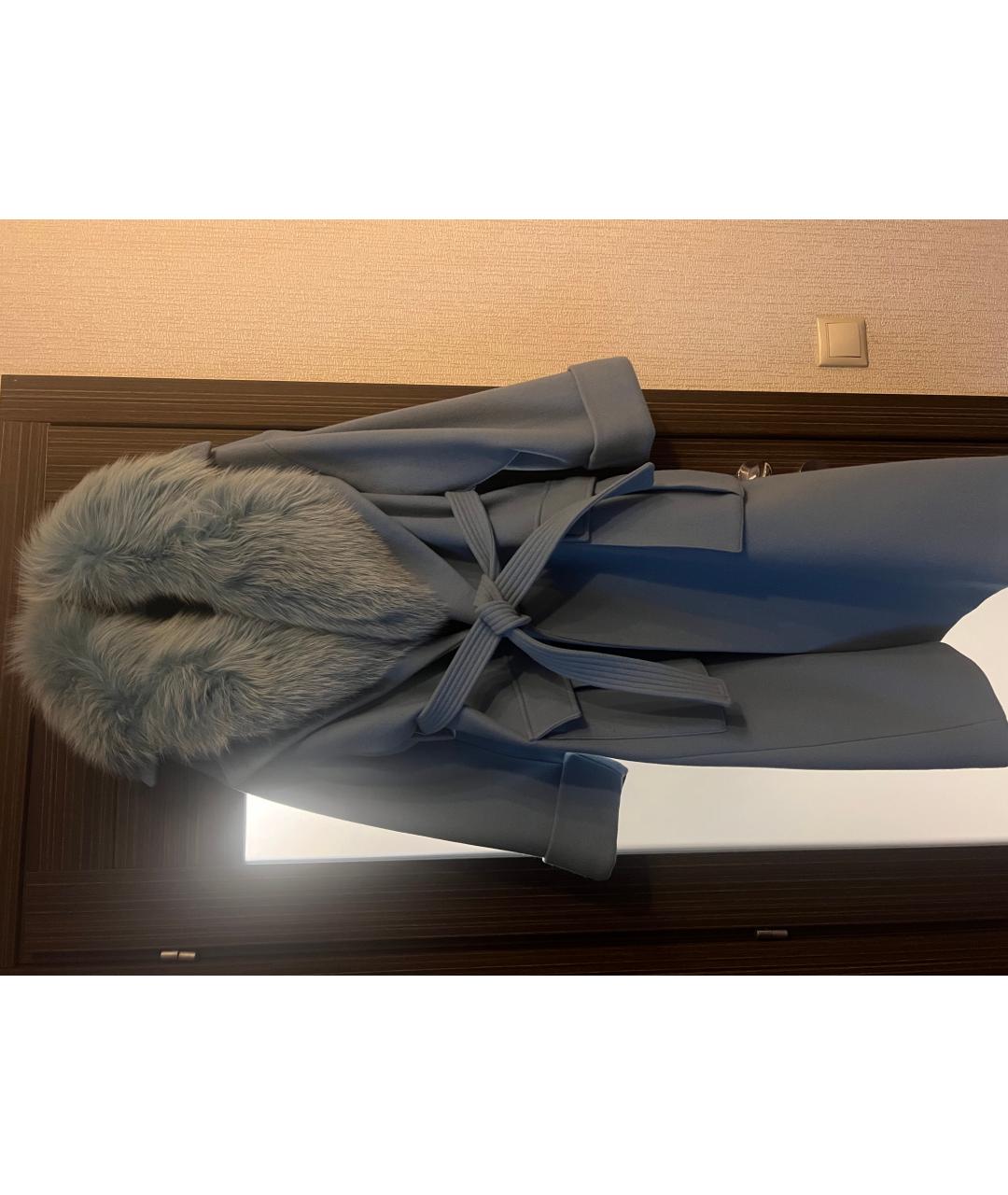 BLANCHA Голубое шерстяное пальто, фото 2