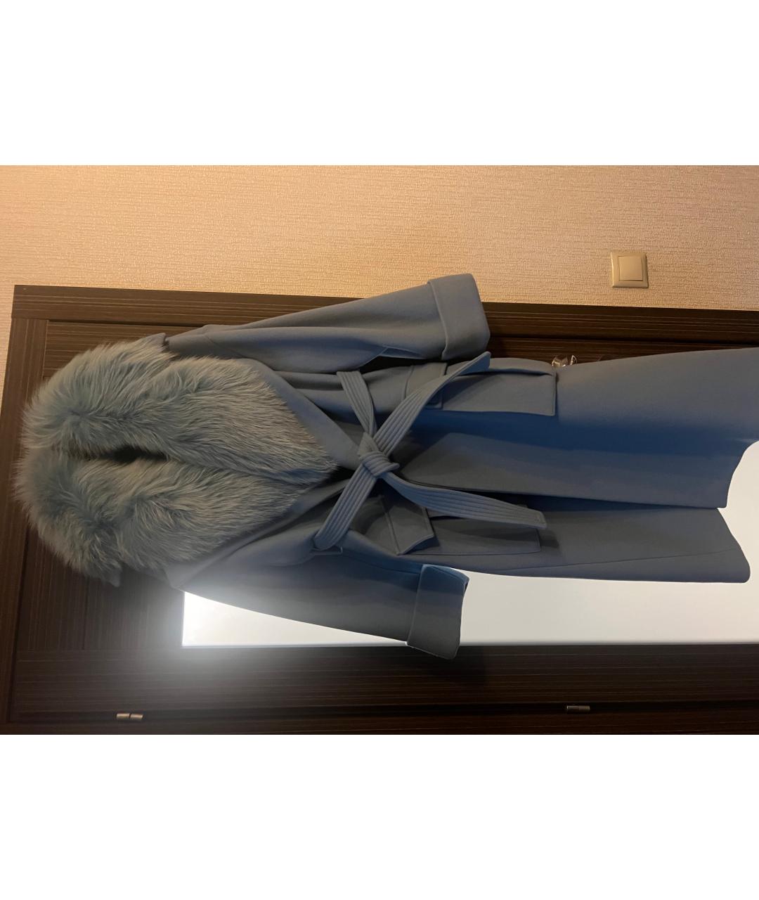 BLANCHA Голубое шерстяное пальто, фото 3