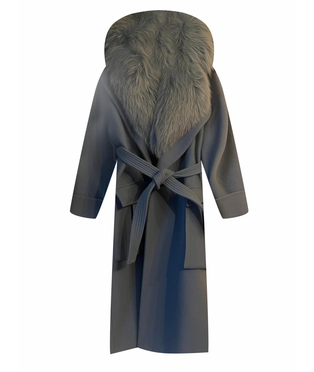 BLANCHA Голубое шерстяное пальто, фото 1