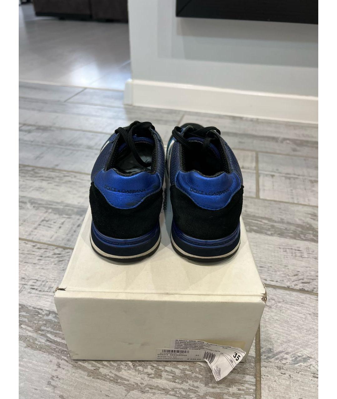 DOLCE&GABBANA Темно-синие замшевые кроссовки, фото 4