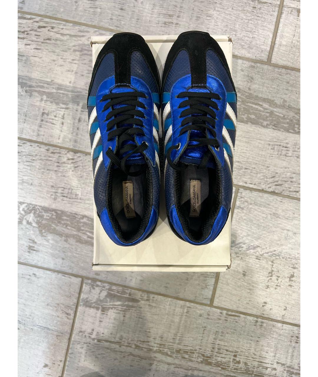 DOLCE&GABBANA Темно-синие замшевые кроссовки, фото 3