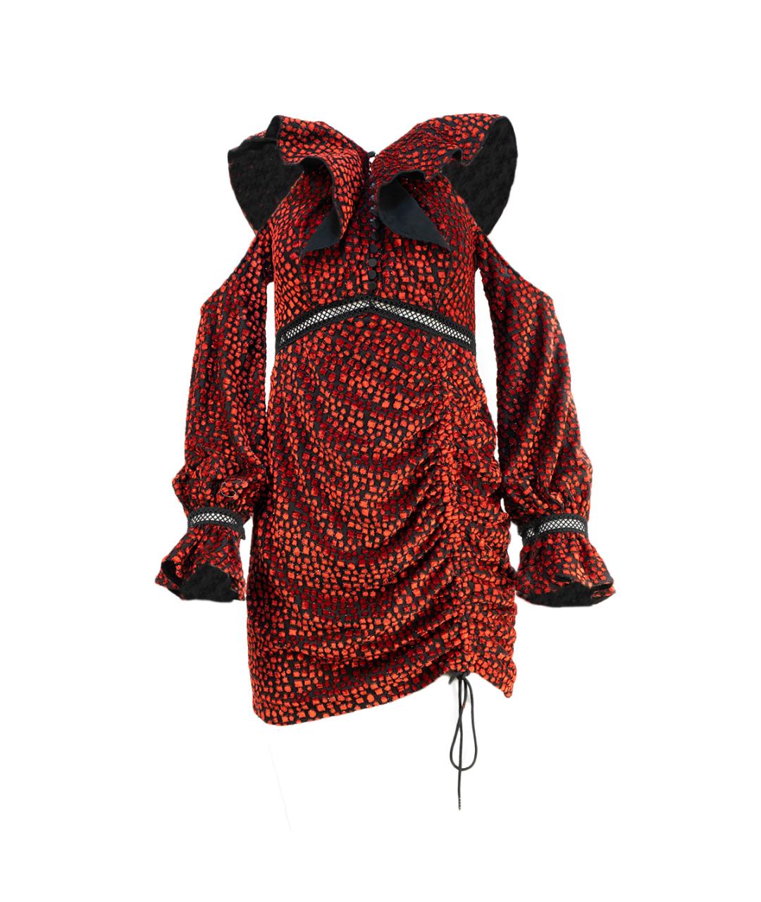SELF-PORTRAIT Красное полиэстеровое коктейльное платье, фото 10