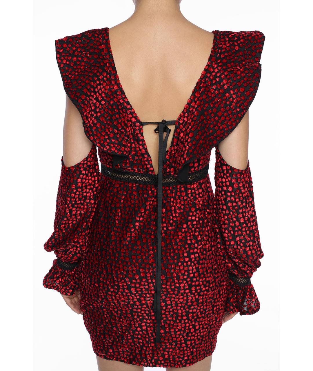 SELF-PORTRAIT Красное полиэстеровое коктейльное платье, фото 8