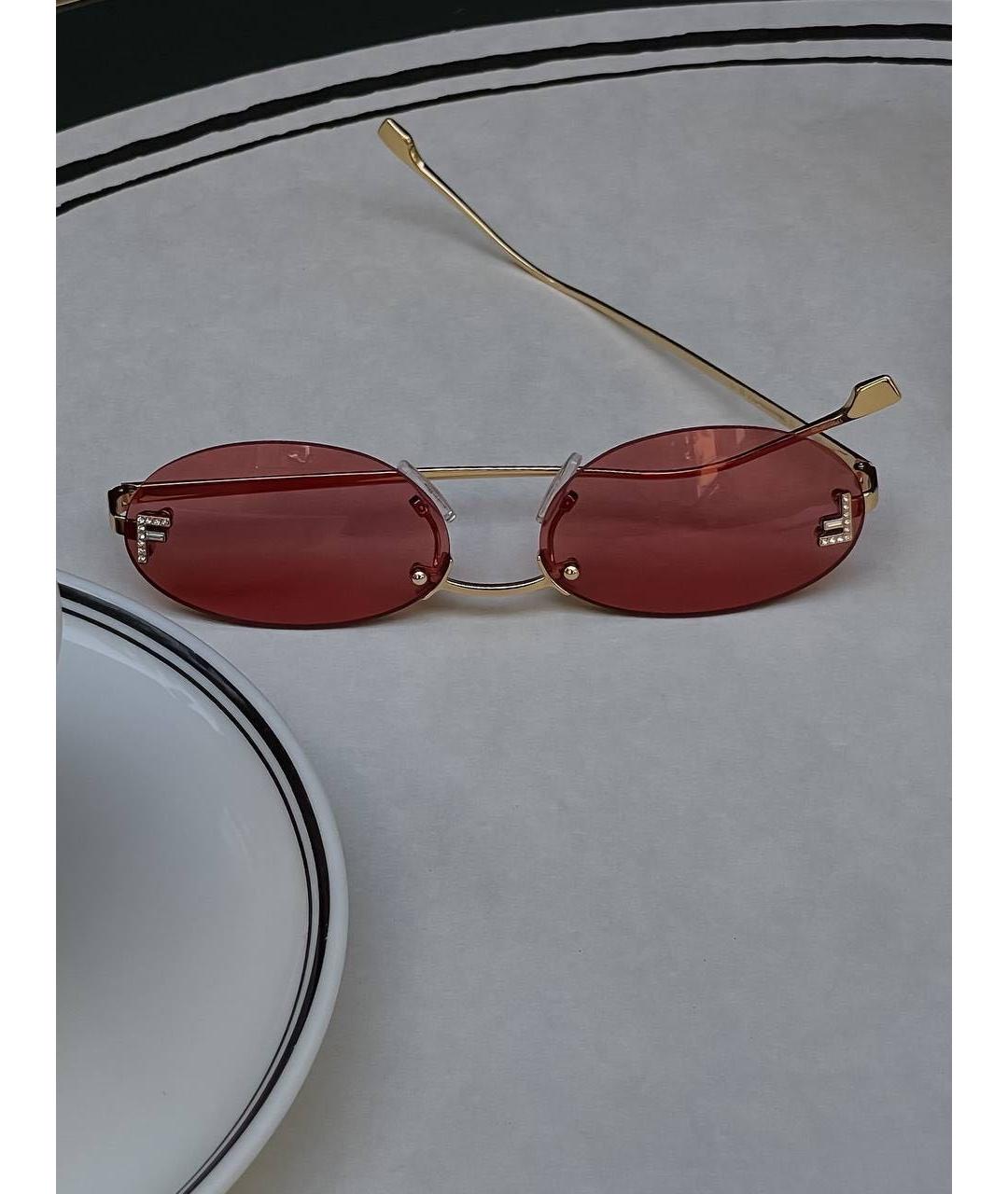 FENDI Коричневые металлические солнцезащитные очки, фото 2