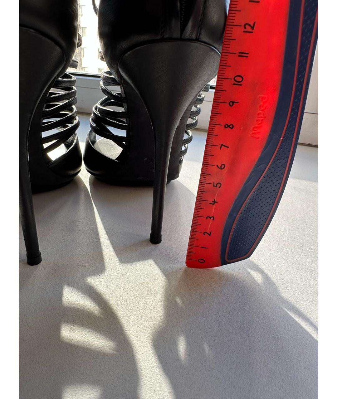 GUCCI Черные кожаные босоножки, фото 6