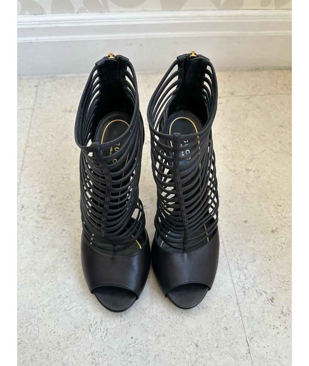 GUCCI Черные кожаные босоножки, фото 2