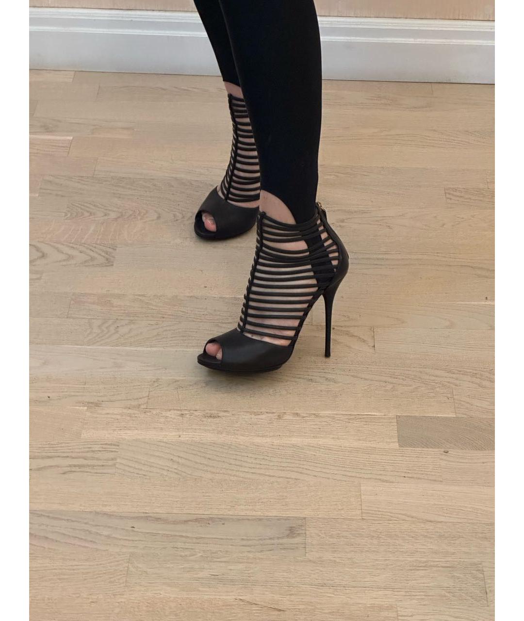 GUCCI Черные кожаные босоножки, фото 7