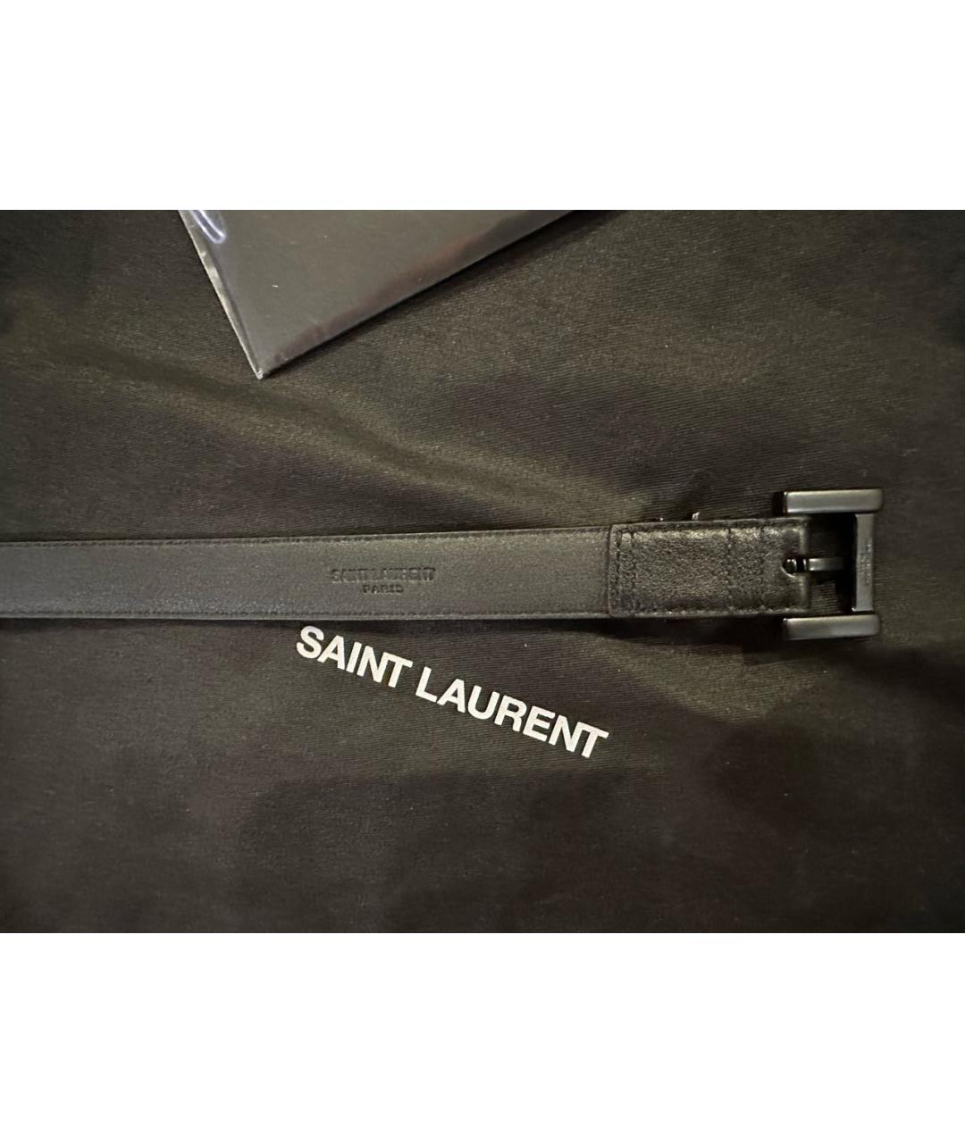 SAINT LAURENT Черный кожаный ремень, фото 4