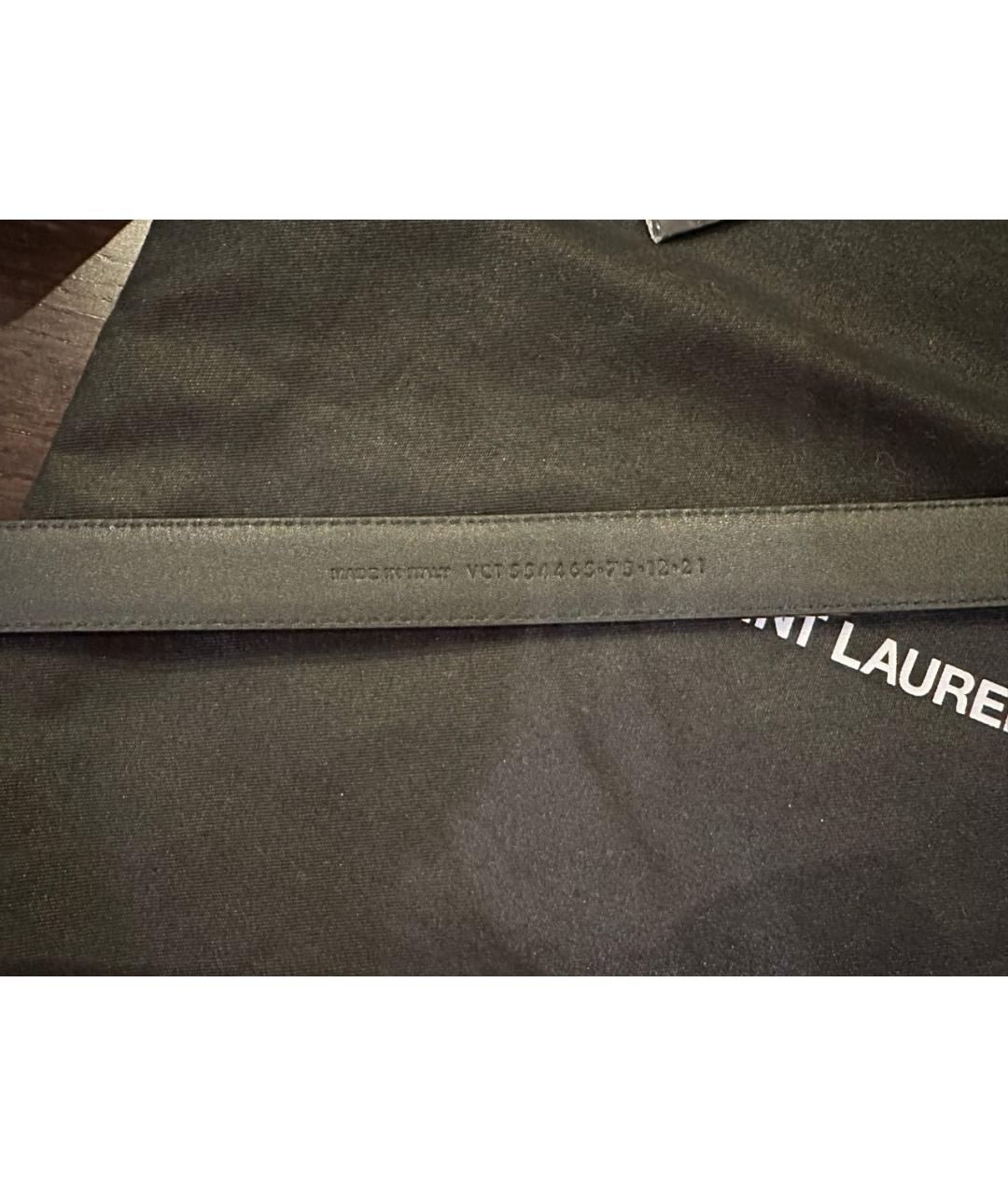 SAINT LAURENT Черный кожаный ремень, фото 3