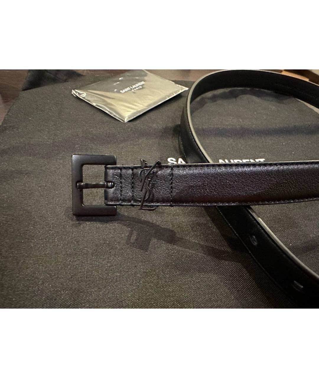 SAINT LAURENT Черный кожаный ремень, фото 2