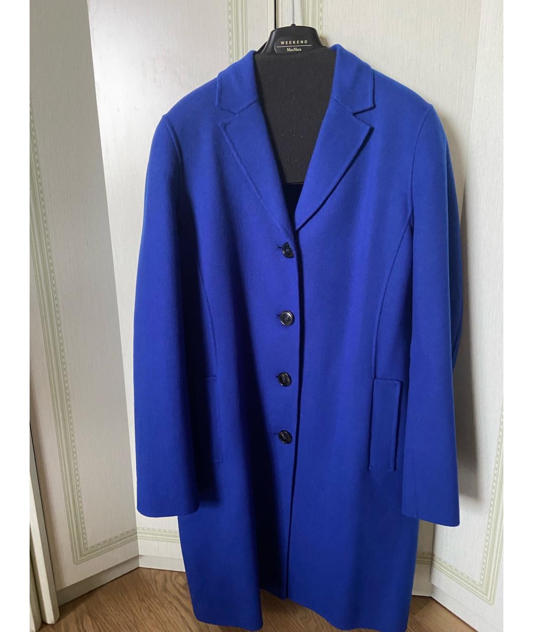 WEEKEND MAX MARA Синее шерстяное пальто, фото 7