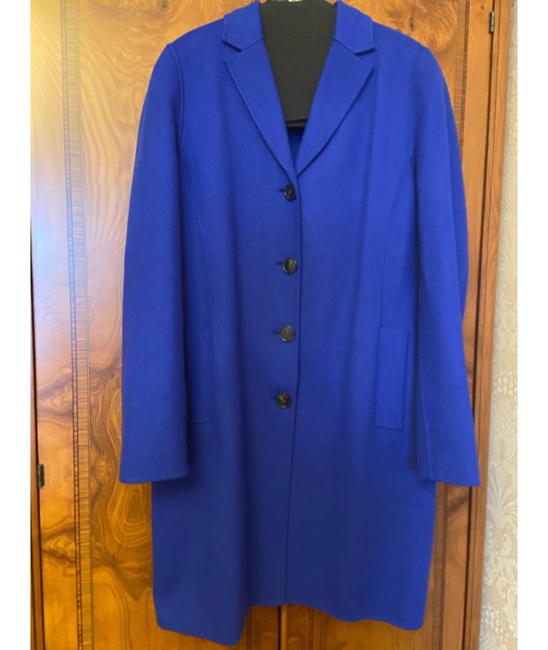WEEKEND MAX MARA Синее шерстяное пальто, фото 6