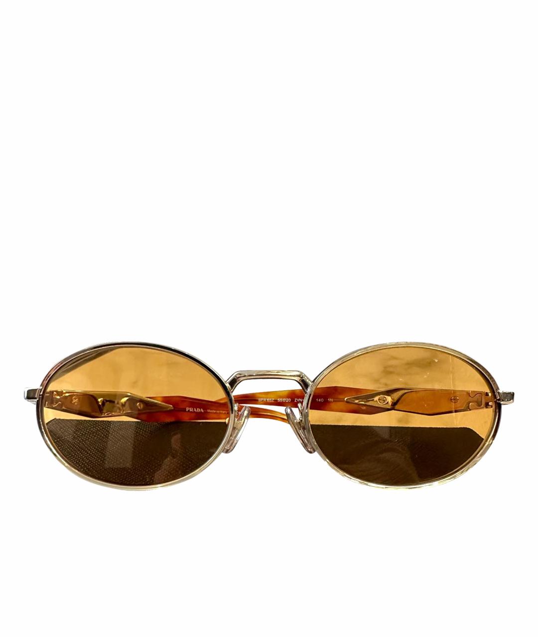 PRADA Золотые металлические солнцезащитные очки, фото 1
