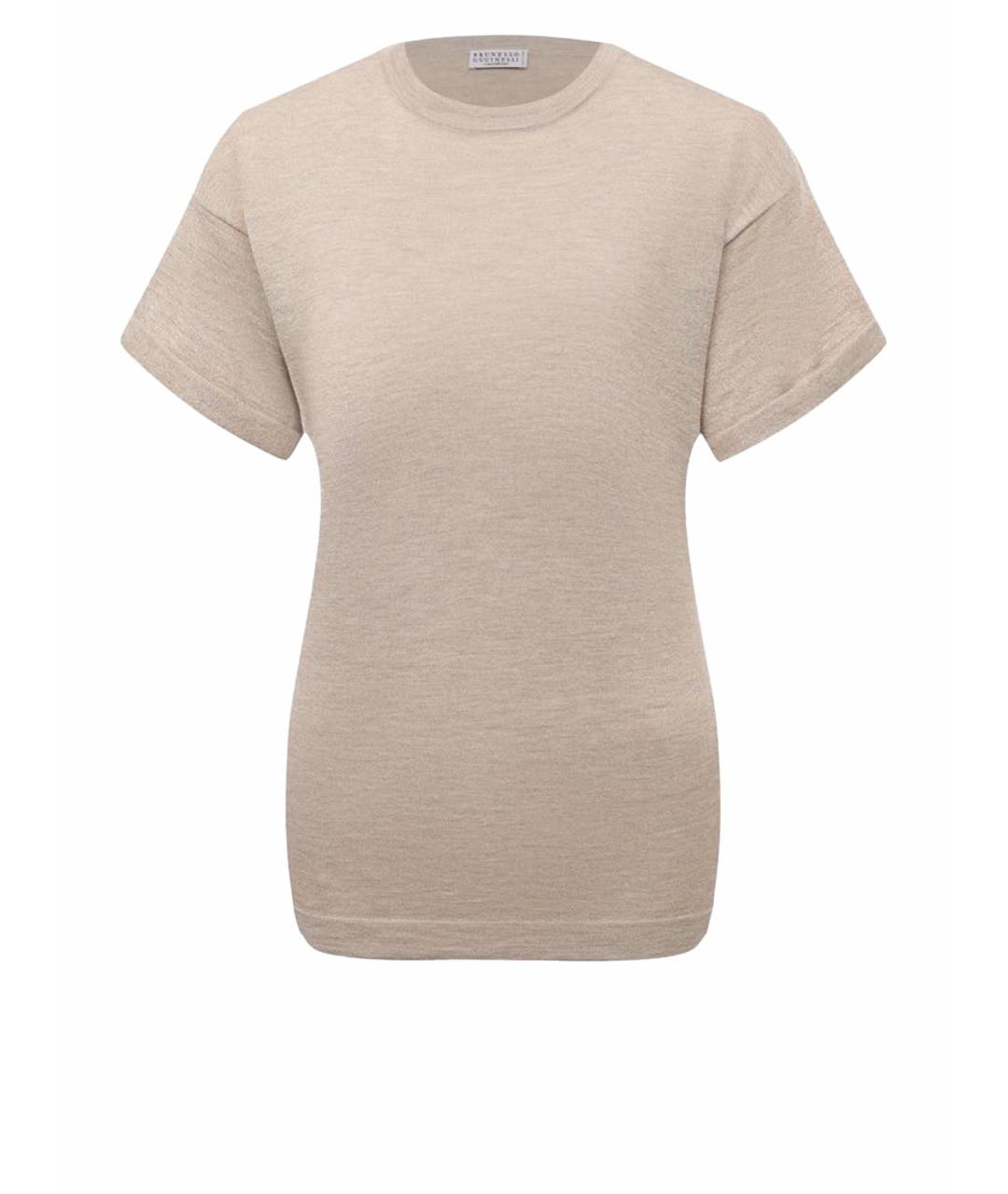 BRUNELLO CUCINELLI Бежевая кашемировая футболка, фото 1