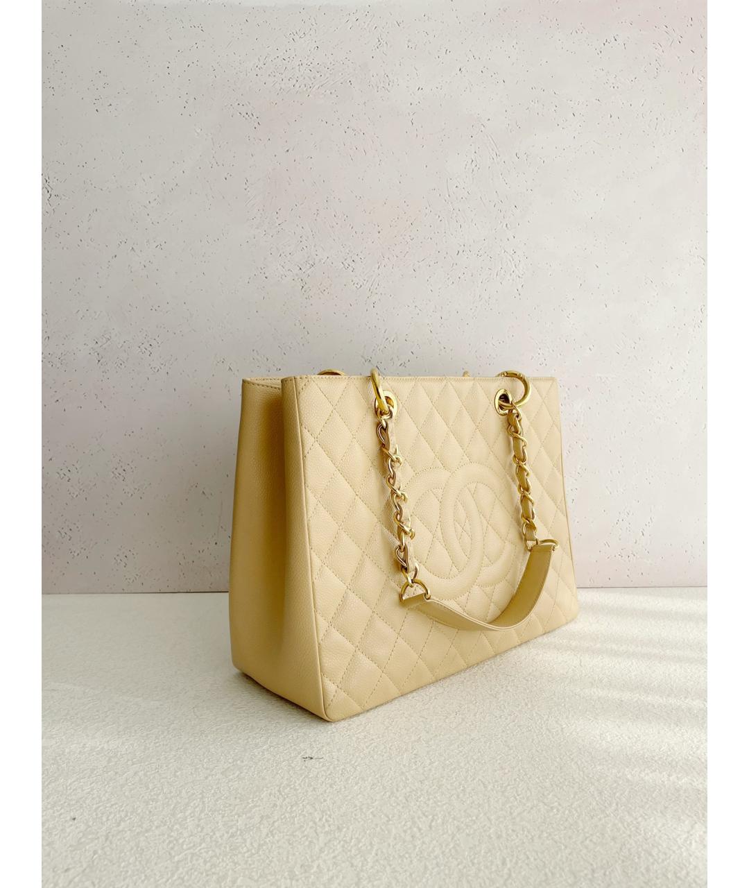 CHANEL Хаки кожаная сумка с короткими ручками, фото 5