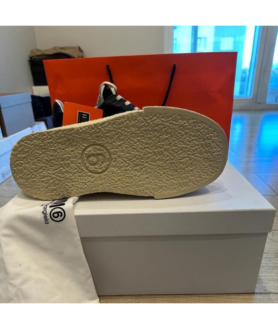 MM6 MAISON MARGIELA Черные кожаные низкие кроссовки / кеды, фото 4