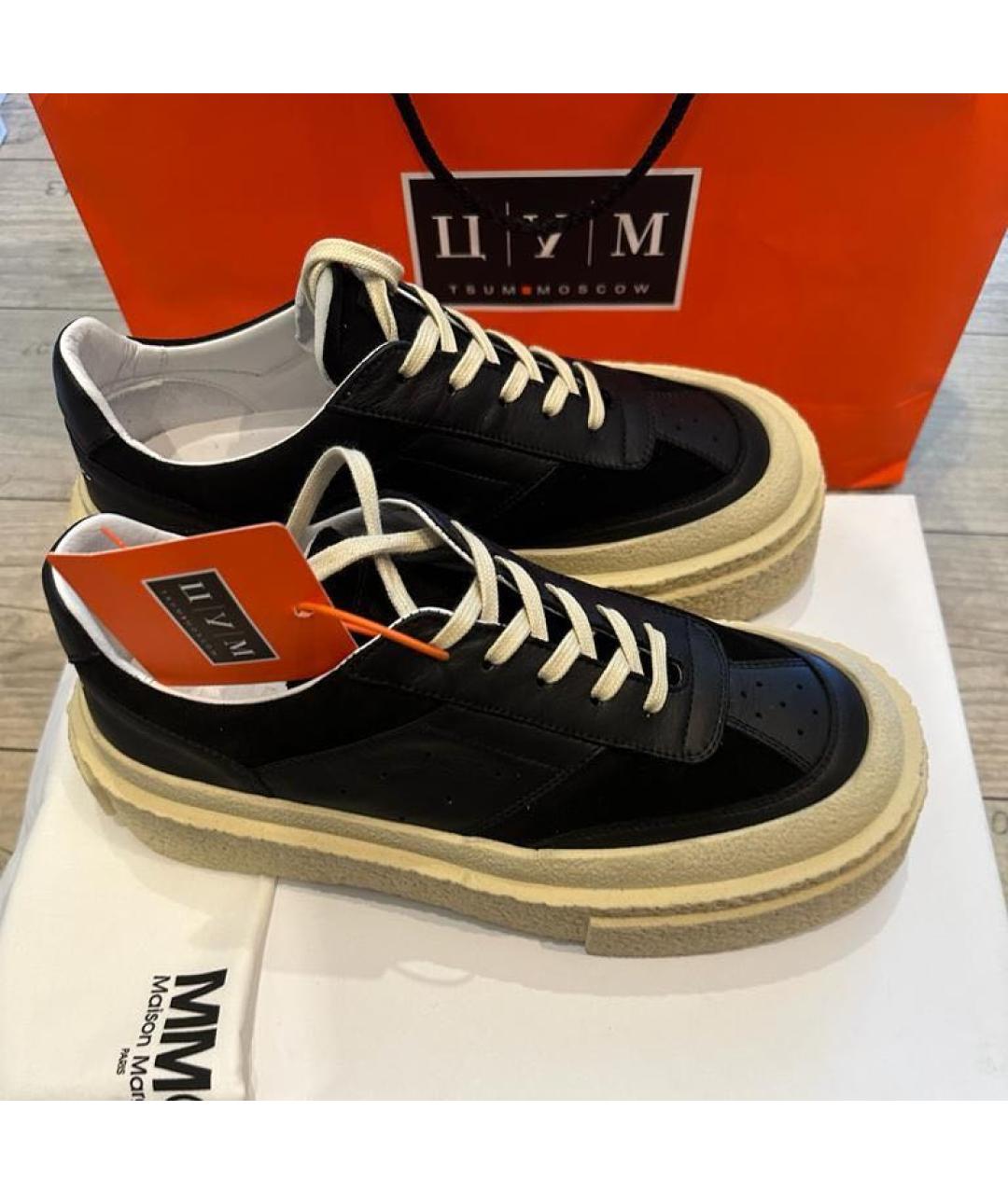 MM6 MAISON MARGIELA Черные кожаные низкие кроссовки / кеды, фото 3