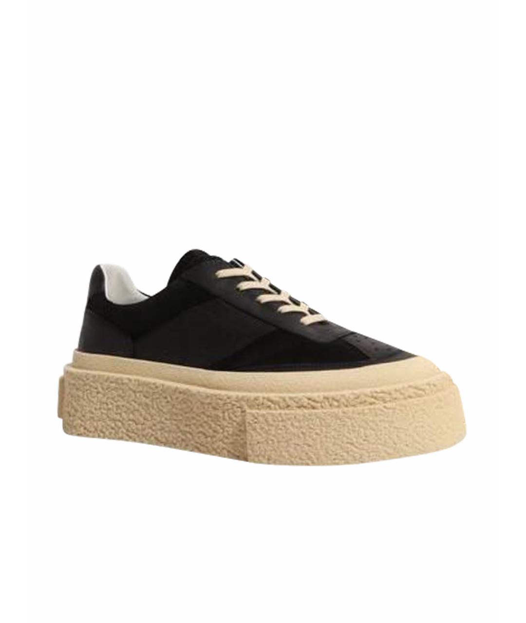 MM6 MAISON MARGIELA Черные кожаные низкие кроссовки / кеды, фото 1