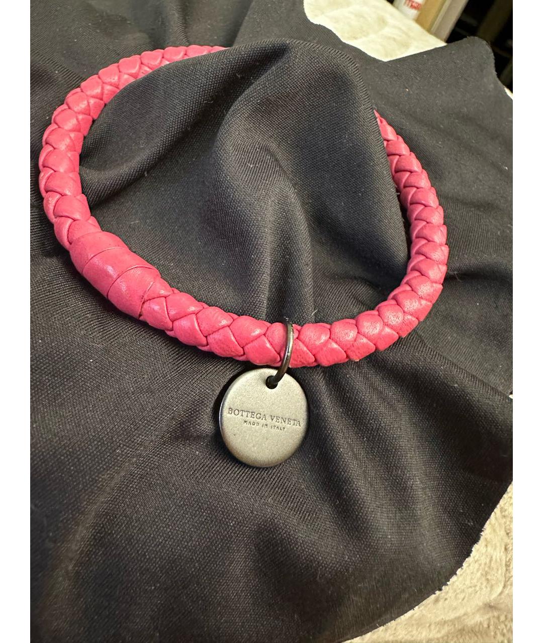 BOTTEGA VENETA Розовый кожаный браслет, фото 2