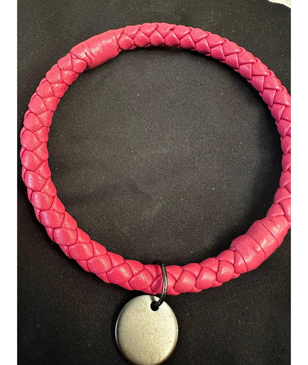BOTTEGA VENETA Розовый кожаный браслет, фото 4