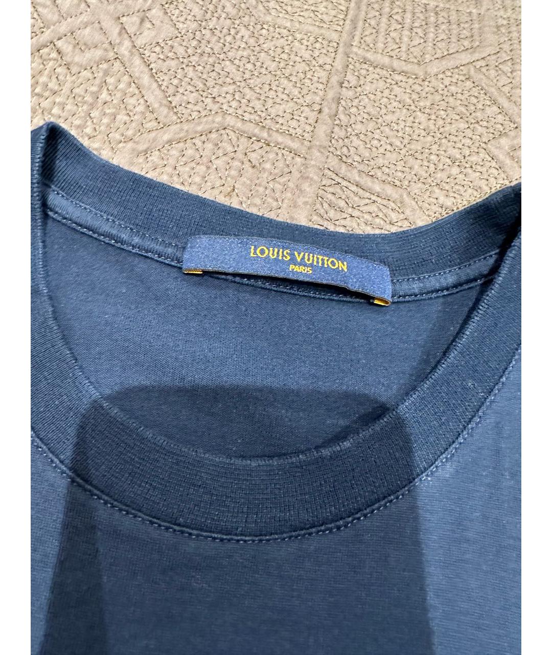 LOUIS VUITTON Синяя хлопковая футболка, фото 4