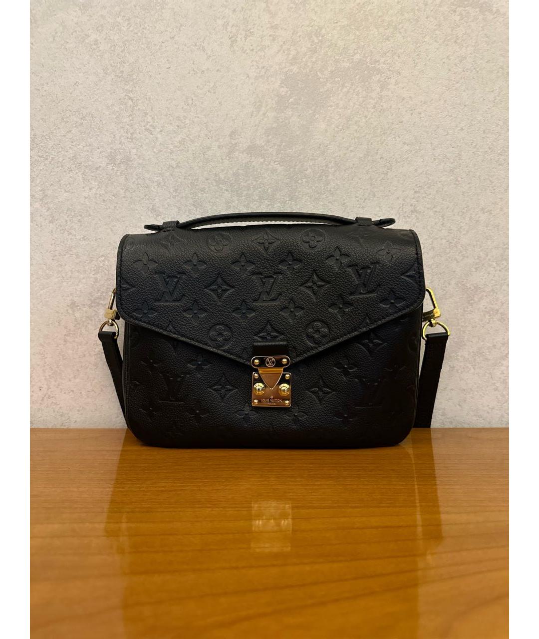 LOUIS VUITTON Черная кожаная сумка через плечо, фото 8