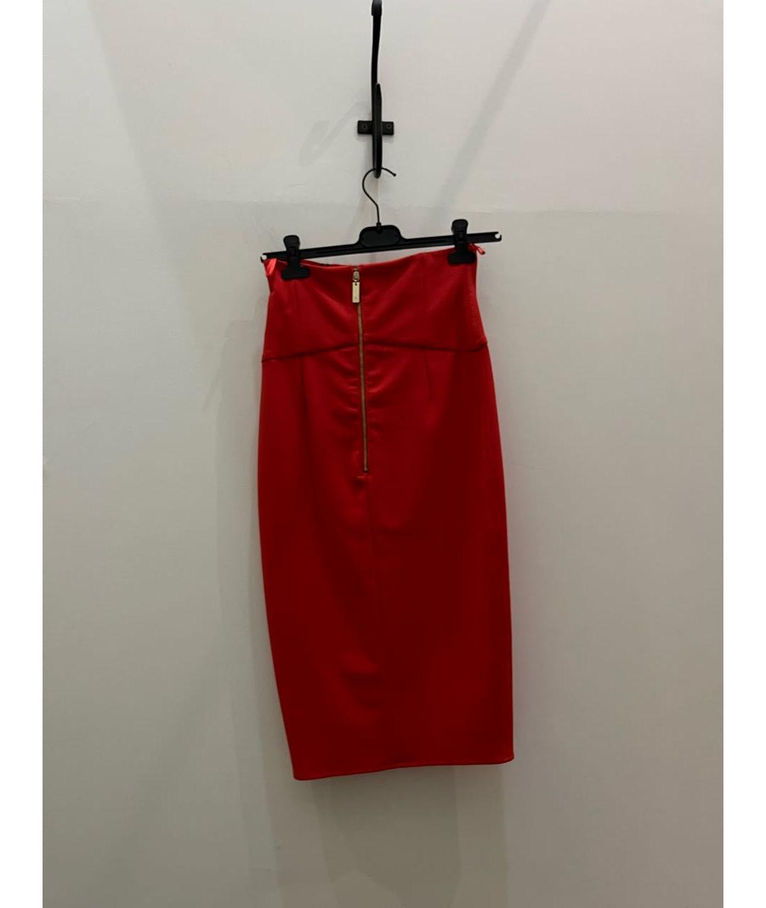 ELISABETTA FRANCHI Красная вискозная юбка миди, фото 2