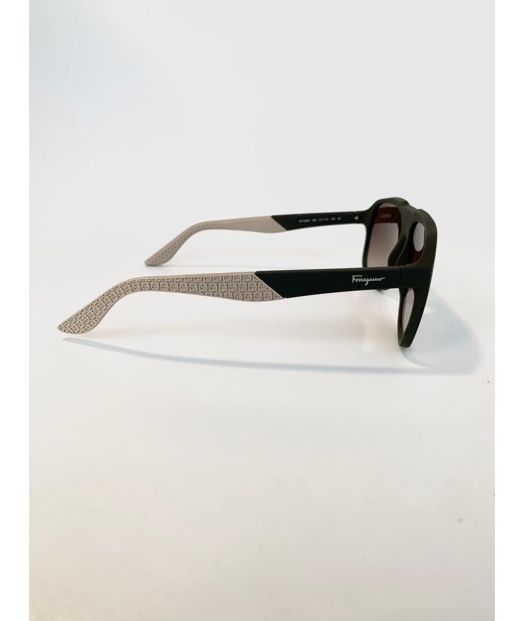 FERRAGAMO Хаки пластиковые солнцезащитные очки, фото 5