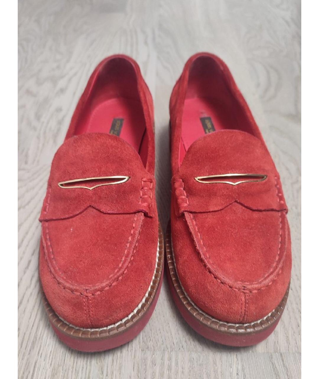 LOUIS VUITTON Красные замшевые лоферы, фото 2