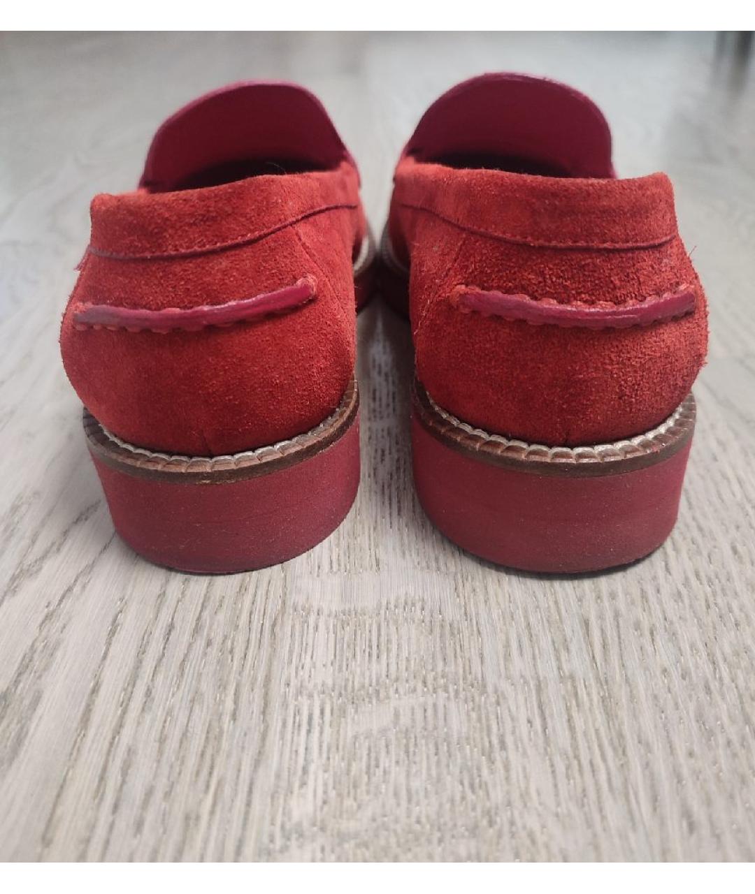 LOUIS VUITTON Красные замшевые лоферы, фото 4