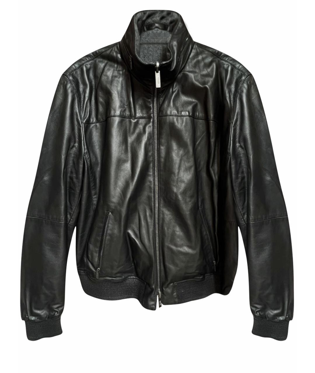 ARMANI COLLEZIONI Черная кожаная куртка, фото 1