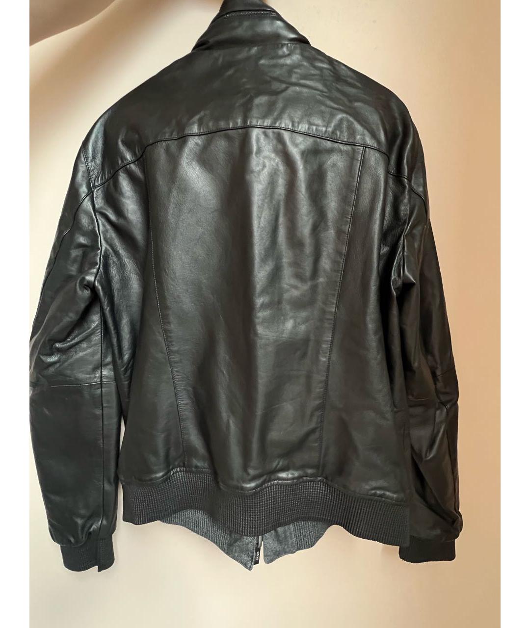 ARMANI COLLEZIONI Черная кожаная куртка, фото 2
