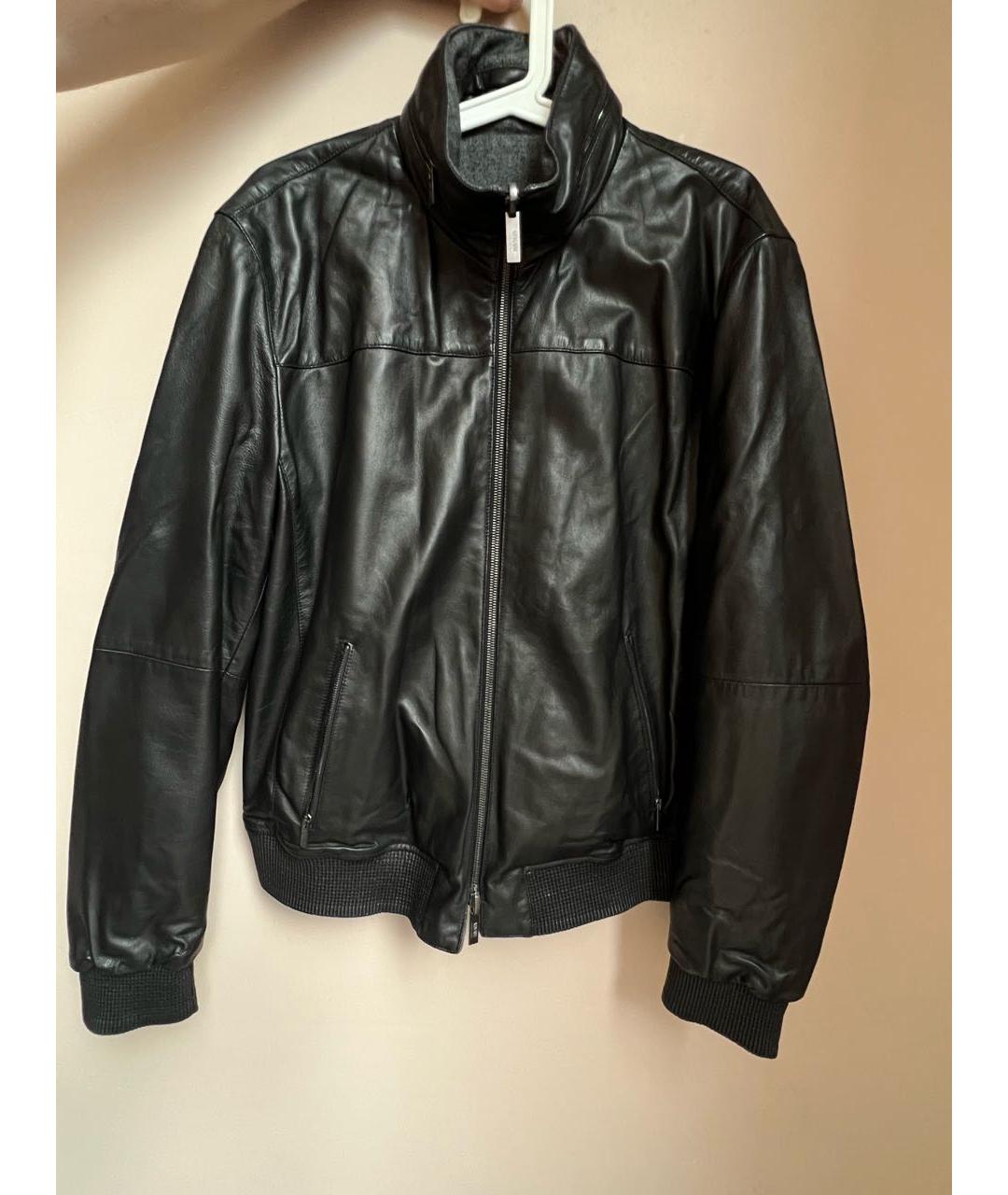 ARMANI COLLEZIONI Черная кожаная куртка, фото 6