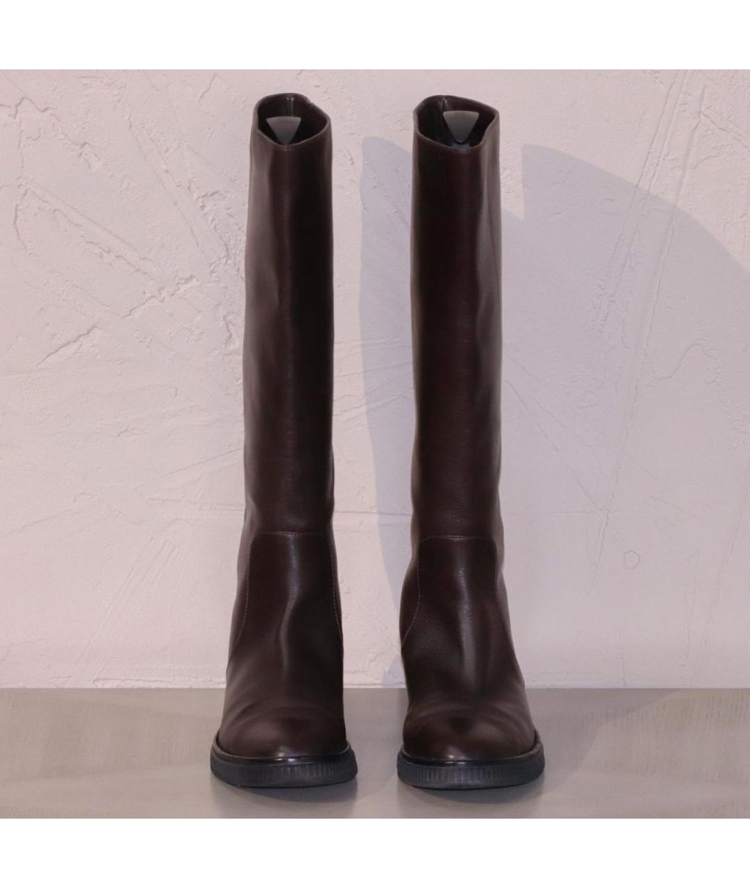 SERGIO ROSSI Коричневые кожаные сапоги, фото 2