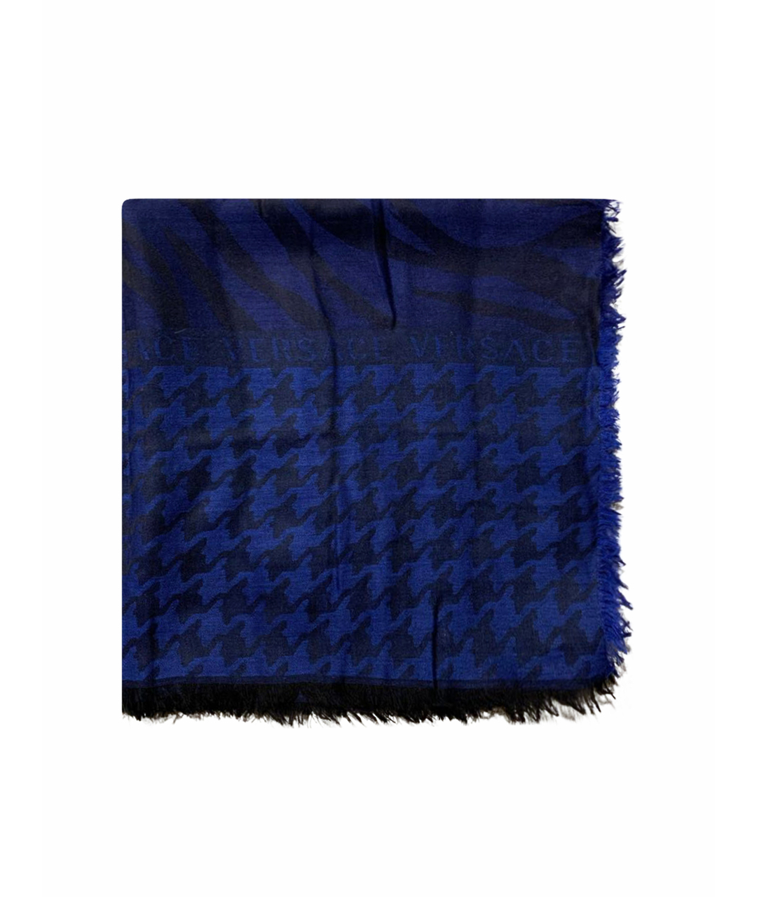 VERSACE Темно-синий шерстяной шарф, фото 1