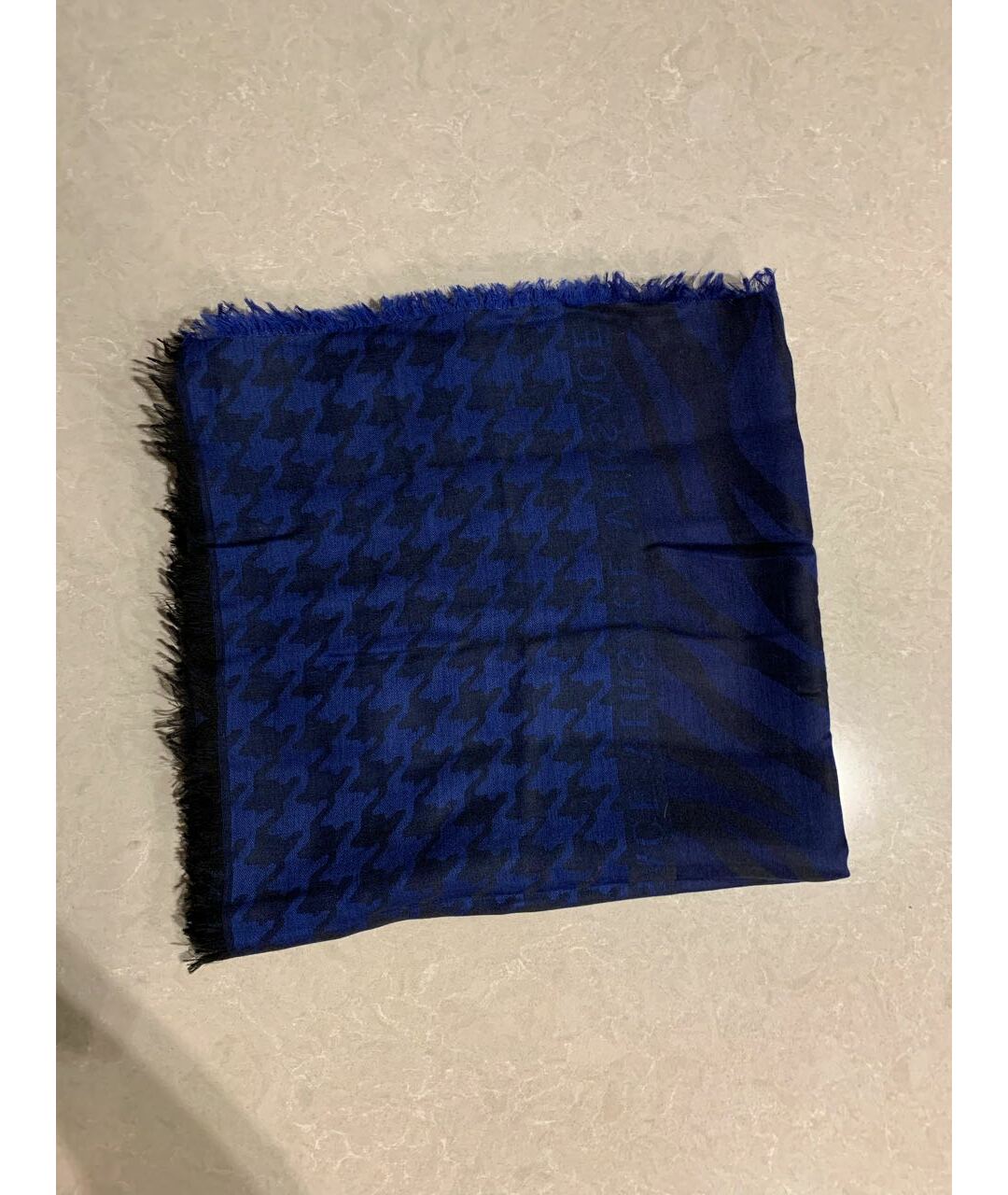 VERSACE Темно-синий шерстяной шарф, фото 5