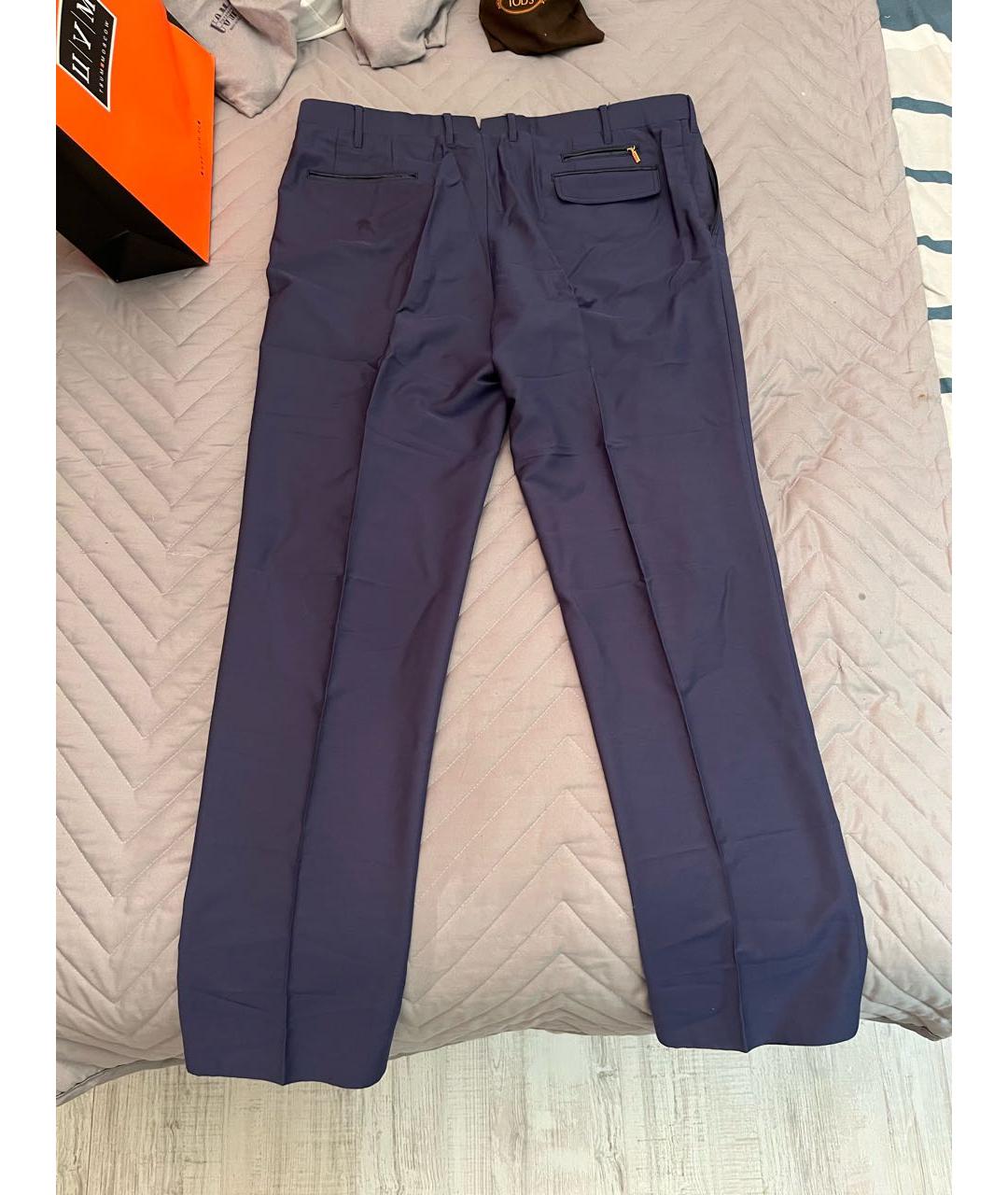 ZILLI Темно-синие шерстяные классические брюки, фото 2