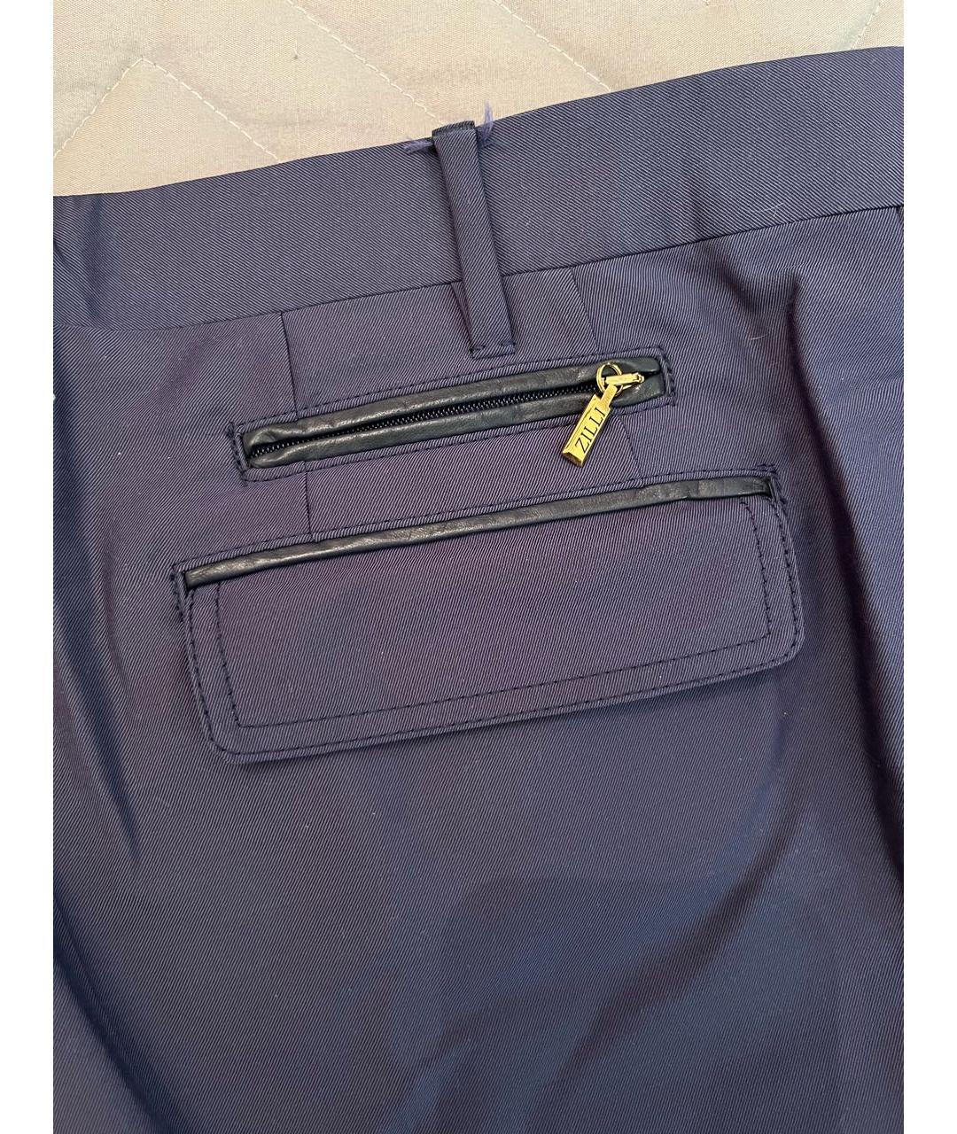 ZILLI Темно-синие шерстяные классические брюки, фото 3